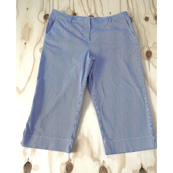 Talbots Pants - Talbots blue and white wide crop Capri pants size 16P Plus Size